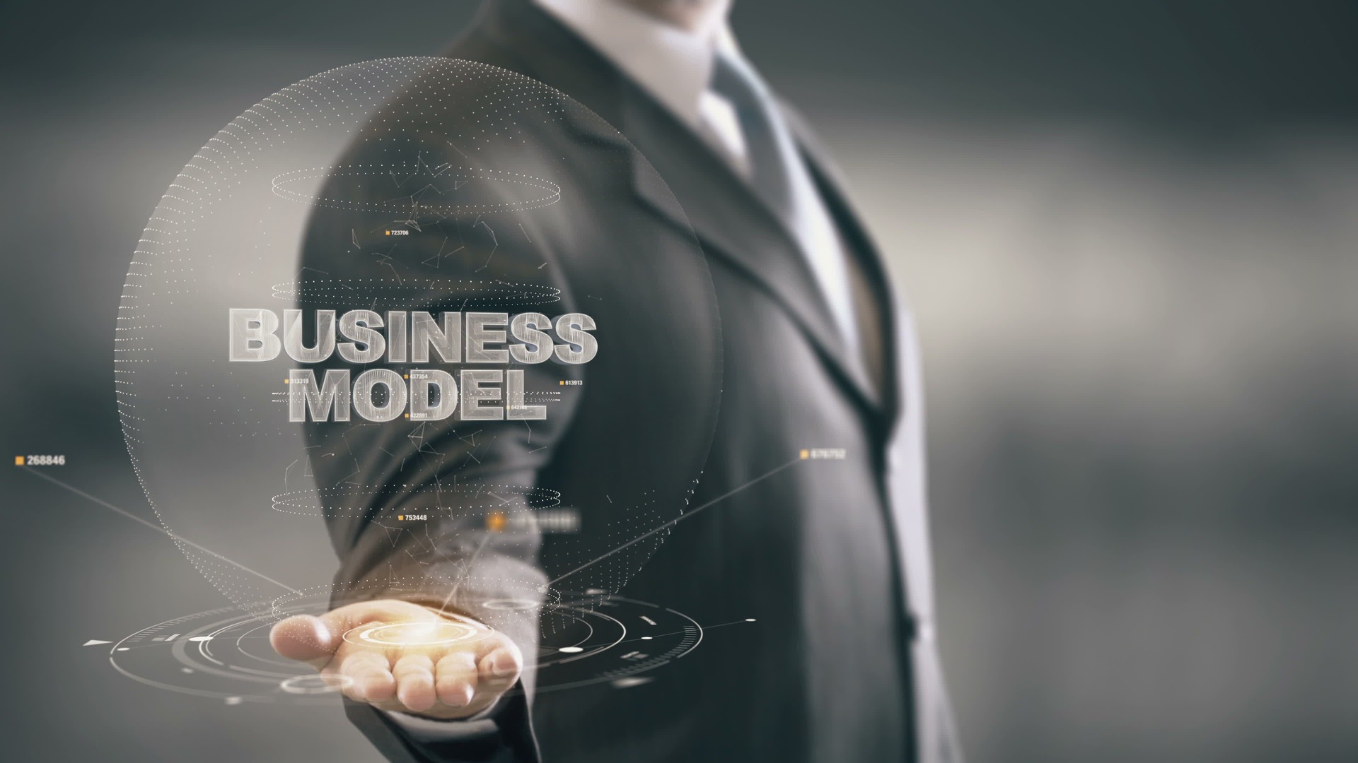 Business Model with hologram businessman concept